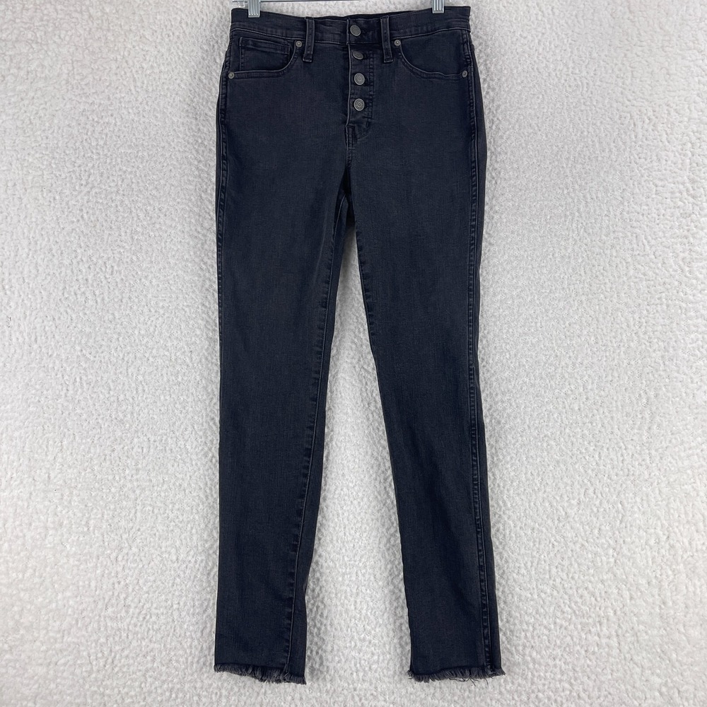 Madewell Black Denim 10"‎ High-Rise Skinny Jeans Womens Raw Hem Casual Size 27